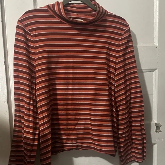Madewell Wide-Sleeve Turtleneck Westwater Stripe Burnished Mahogany Large - Picture 6 of 12